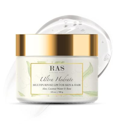 RA-S Luxury Oils Ultra Hydrate Multipurpose Gel for Skin & Hair | Made with Hyaluronic Acid Hibiscus Aloe Vera and Rose | Provides Hydration & Calms Skin | Vegan & Cruelty Free 100 gm