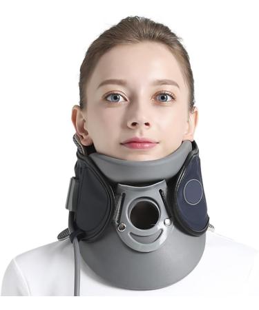 Cervical Stretching Correction Device Inflatable Cervical Collar Airbag Compression Cushioning Design 360 Fixed Wrap 20 Arc Traction for Relieve Stress and Pain (Color : Blue)
