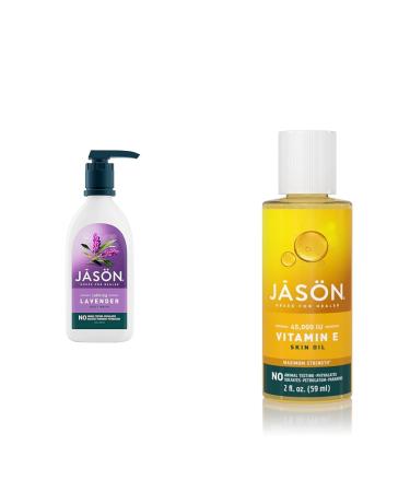 JASON Natural Body Wash & Shower Gel Calming Lavender 30 Oz & Maximum Strength Skin Oil Vitamin E 45 000 IU 2 Oz