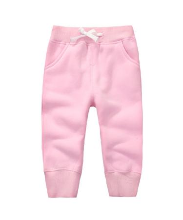 CuteOn Unisex Kids Elastic Waist Cotton Warm Trousers Baby Pants Bottoms 1-5Years 1 Year Pink