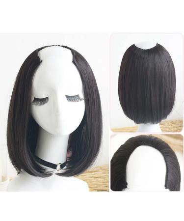 Bobo Style Half Wig Clip In Straight U-Shape Part - 3/4 Hairpiece Extension with 5 Clips - Black - International Shipping - Buy Online on GoSupps.com