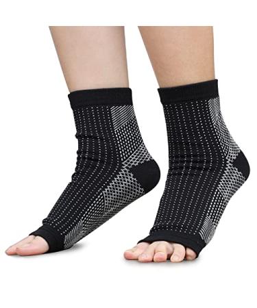 MindInsole Ankle Compression Socks - Open Toe Compression Socks for Women and Men | Swollen Ankles  Foot Pain  Heel Spur Plantar Fasciitis Relief | Circulation Arch Support for Nurses  Flight  Travel