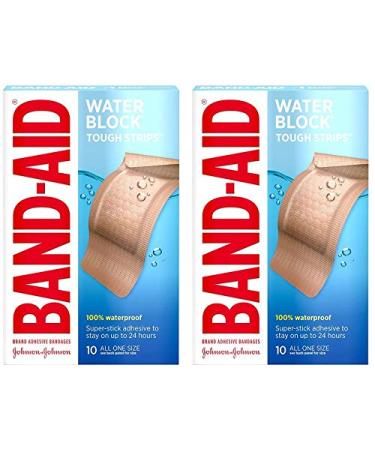 Band-aid Tough-Strips Adhesive Bandages, Waterproof, Extra Large, 10 Ct - Pack of 2 10 Count (Pack of 2)