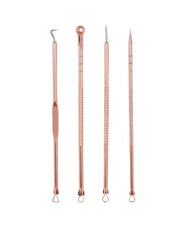 Delaman 4Pcs Stainless Steel Blackhead Acne Blemish Pimple Removal Needle Kit Tool Blackhead Whitehead Extractors for Women and Men Facial Care Skin Protect