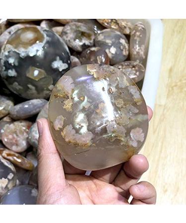 1pc Natural Cherry Blossom Agate Palm Stone 5-7cm Crystal Palm Tumbled Polished Stone Natural Stones and Minerals