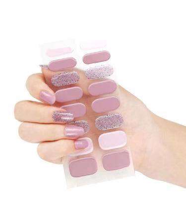 16 Sticker Semi Cured Gel Strips Gel Nail Full Wraps Strips Gel Nail Stickers UV/LED Lamp Required Nail Wrap Semi Cured Gel Nail Strips Pedicure Semi Cured Gel Nail Strips Starter Kits Gel