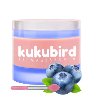 kukubird Lip Mask Overnight Hydrating Lip Balm Mask Exfoliating Lip Scrub Lip Care Treatment For Chapped and Cracked Lips-Blueberry