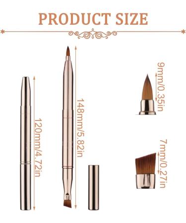 YOCDNOV 2 Pieces Double Ended Lip Brush Set - Retractable Lip Makeup Brush Lip Contour Brush Lip Gloss Applicator Suitable for Girls (Pink+Gold) - Buy Online on GoSupps.com