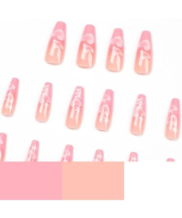 Runrayay Pink Love Press on Nails - 24-Piece Acrylic Coffin Nail Kit for Women | Complete Nail Tips for Easy Application - Buy Online on GoSupps.com