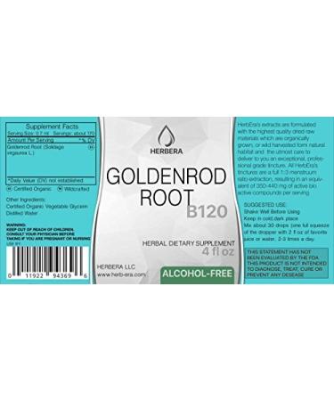 Goldenseal Root B120 Alcohol-Free Herbal Extract Tincture, Super-Concentrated Responsibly farmed Organic Goldenseal (Hydrastis Canadensis) (4 fl oz) 4 Fl Oz (Pack of 1)