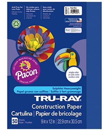 Tru-Ray Heavyweight Construction Paper  Royal Blue  9 x 12  50 Sheets (PAC103017)