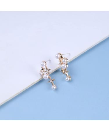 Vintage Pearl Star Earrings - Rhinestone & Crystal Drop Jewelry for Women - Buy Online on GoSupps.com