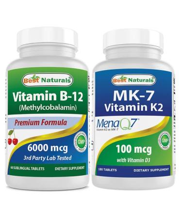 Best Naturals Vitamin B-12 6000 mcg & Vitamin K2 (MK7) with D3