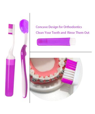 Portable Orthodontic Toothbrush Kit for Braces - Interdental Brush, Dental Wax, Floss, Aligner Removal Tool - Purple - Buy Online on GoSupps.com