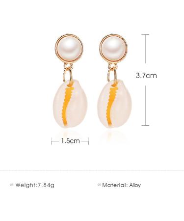 Shop Vintage Pearl Shell Drop Earrings | Gold Stud & Cowrie Shell Dangle Earrings for Women - Unique Natural Seashell Jewelry - Buy Online on GoSupps.com