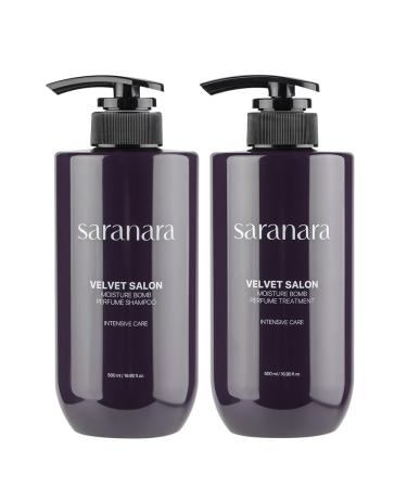 Velvet Salon Moisture Intensive Care Nourishing Softens Hydrating Smooths and Adds Shine Shampoo & Conditioner (16.9 fl oz X 2) Silicone Paraben Free MOISTURE SHAMPOO + TREATMENT