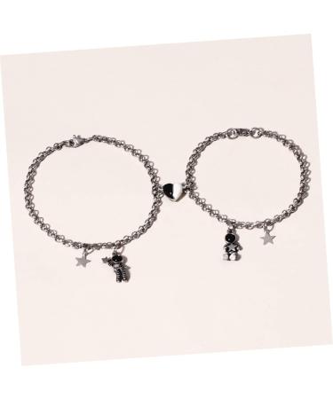 Zerodeko 2 Pairs Astronaut Bracelet Couple Wrist Bracelet Women Adjustable Bracelet Lover Gifts Finger Ring Bracelet Matching Bracelet for Couples Jewelry Stainless Steel Miss As Shown 20x1CM - Buy Online on GoSupps.com