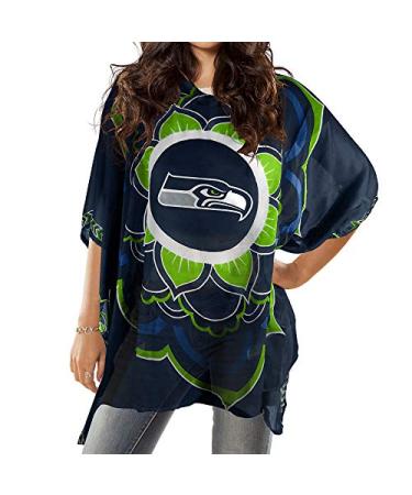 Littlearth womens NFL Seattle Seahawks Sheer Caftan with Flower Design, Team Color, One Size