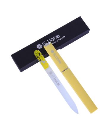 Premium Glass Nail File with Case G.Liane Professional Crystal Fingernail Files Perfect Manicure Set for Women Men Kids Nail Care Gift Set (Rose Yellow)