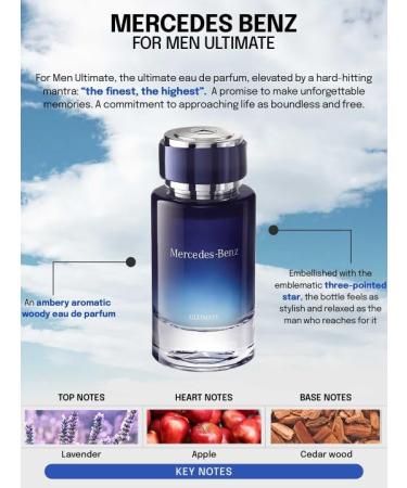 Mercedes-Benz For Men Ultimate - Eau de Parfum for Men - Long Lasting Mens Cologne - Amber Patchouli Cologne for Men - Perfume for Men - 4 oz Fresh 4 Fl Oz (Pack of 1) - Buy Online on GoSupps.com