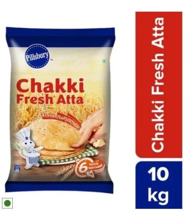 Pillsbury Chakki Atta 10 Kg | 100% Whole Wheat | Full of Fibre | Make Rotis & Chappatis - Buy Online on GoSupps.com