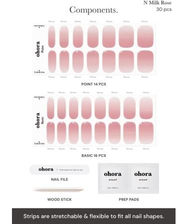 ohora Semi Cured Gel Nail Strips - N Milk Rose | Salon-Quality, Long Lasting, Easy to Apply & Remove - Buy Online on GoSupps.com