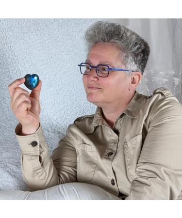 Eusice Heart Labradorite | Natural Stone Well-being Crystal for Lithotherapy & Meditation | Handmade Chakra Healing 40mm-55mm - Buy Online on GoSupps.com