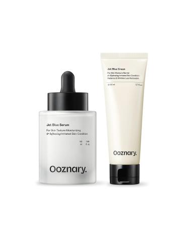 Ooznary Jet Blue Serum + Cream Set - 8 Types of Hyaluronic Acid Formula with Ceramide for Extra Hydrated Skin & Healthy Skin Barrier 4.39 fl oz l 130ml