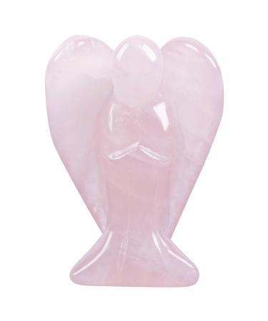 Lovionus89 Natural Rose Quartz Angel Statue Hand Carved Stone Healing Crystal Pocket Figurines Decoration 7.5 cm 75mm Rose Quartz