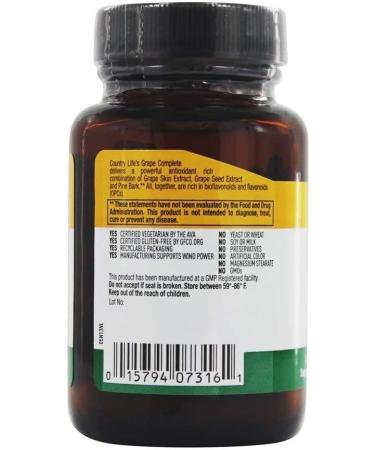 Country Life Grape Complete with Pine Bark - 90 Vegetarian Capsules for Antioxidant Support - Buy Online on GoSupps.com