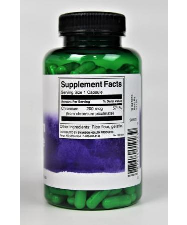 Swanson Chromium Picolinate 200 mcg - 2 Pack (200 Capsules) for Blood Sugar Support - Buy Online on GoSupps.com