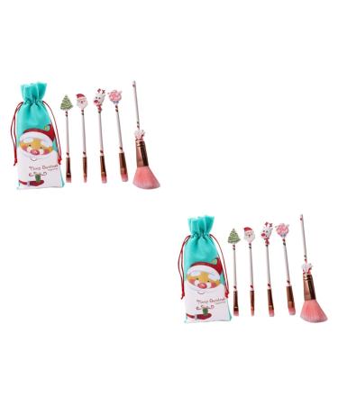 Abaodam 12 Pcs Concealer Brush Christmas Cosmetic Brush Cosmetic Tools for Women Foundation Brush Lipstick Brush Christmas Blending Blush Toiletry Bag for Women Travel Mermaid Flour