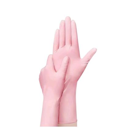 BAMFY Household Nitrile Disposable Gloves 30 Pairs Watertight Dishwashing Gloves Kitchen Cleaning Gloves for Dishes Clean Gardening Washing Up Gloves (Color : Pink Size : Small)