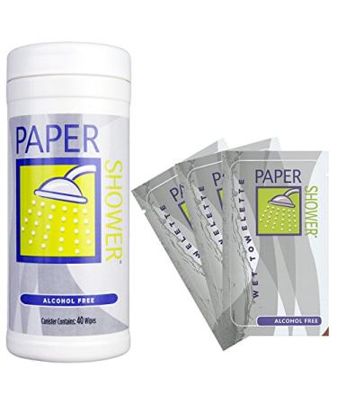 Paper Shower - Alcohol Free - Body Wipe Company - Wet Towelette - Shower body wipe for all ages - Body cleaning towelettes - 52 Count (40 count canister & 12 individual packs)