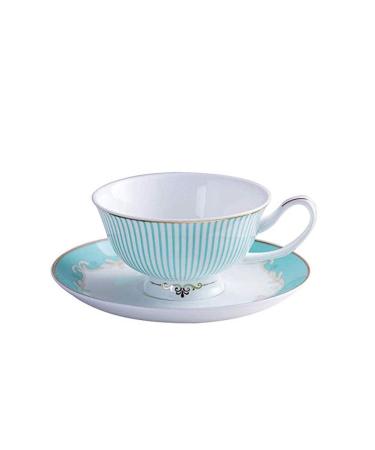 Striped Porcelain Coffee Cup and Saucer Set Cup Drink Breakfast Cup House Kitchen Office