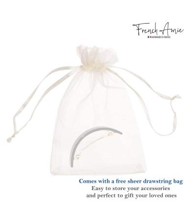 French Amie Curved Black Small 2.5 Celluloid Acetate Handmade Hair Clip with Golden Clasp - Buy Online on GoSupps.com