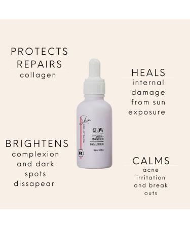 Advanced Anti Aging Vitamin C Serum - GLOW with Peptides Amino Acids & Antioxidants for Youthful Skin - 1oz | International Shipping - Buy Online on GoSupps.com