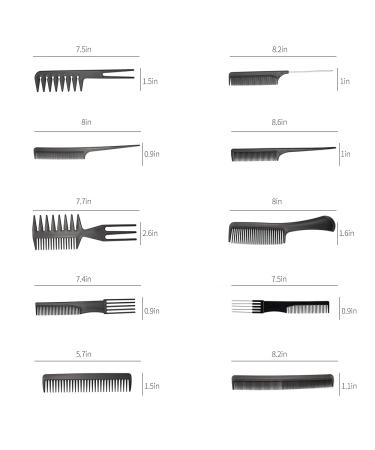 10PCS Hair Styling Comb Sets with Topsy Tail Tool, Clips, and 400PCS Elastic Bands for Women - Black - Buy Online on GoSupps.com