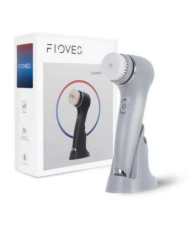 FLOVES Facial Cleansing Brush for Men Women - Dual Direction Spinning Face Brush for Cleaning, Exfoliating, Waterproof Wireless Rechargeable with 2 Replacement Heads, 2 Speeds, KC-5200 Gray