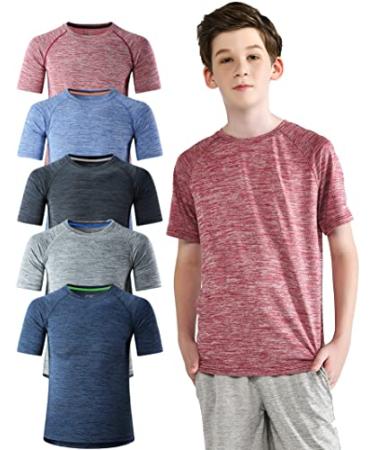 5 Pack Boys Athletic Shirts Youth Activewear Dry Fit Tshirts for Kids Short Sleeve Tees Bulk Athletic Performance Clothing Edition 1 Small