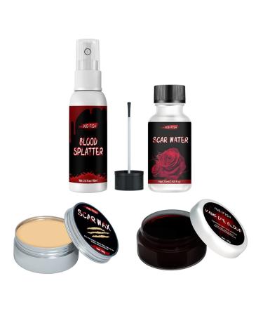 Lurrose 5-Pack Special Effects Makeup Kit - Fake Blood, Scar Wax, Vampire Makeup - Assorted Colors - 11.6X3.4cmx5pcs - Buy Online on GoSupps.com