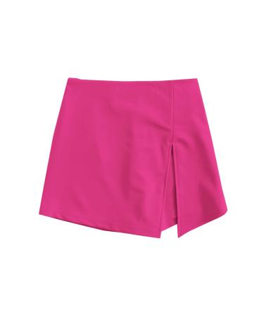 Floerns Women's Plus Size Asymmetrical Skorts High Waisted Skirts Shorts X-Large Plus Hot Pink