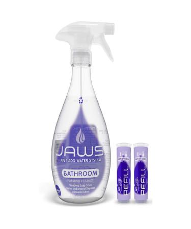 JAWS Foaming Bathroom Cleaner Bottle with 2 Refill Pods. Refillable Cleaning Supplies.