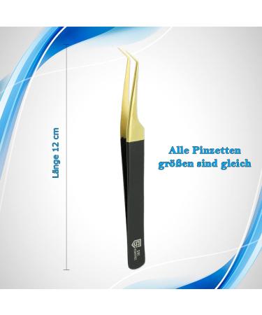SMI 8-Piece Eyelash Tweezers Set - Stainless Steel Pointed & Bent Eyelash Extensions Tools for 3D 6D Volume Lashes - Includes Stylish Case - Gold & Black - Buy Online on GoSupps.com