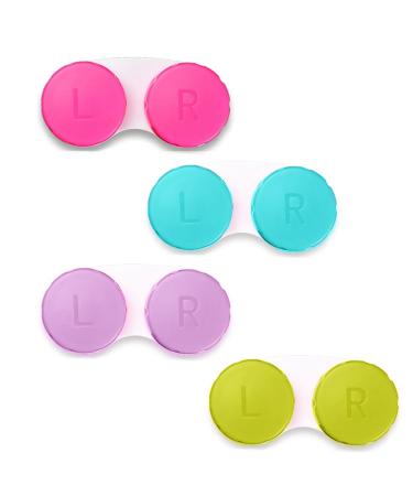 Weescie 4 Colorful contact lens ends contact lenses container glasses case wearable leakage -proof travel contact lens container set for at home and travel 4 color