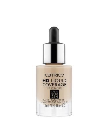 Catrice Mini HD Liquid Coverage Foundation Make Up No. 030 Sand Beige Nude for combination skin for impure skin long -lasting matt matt vegan oil -free waterproof (10ml) beige 10 ml (1 Pack)