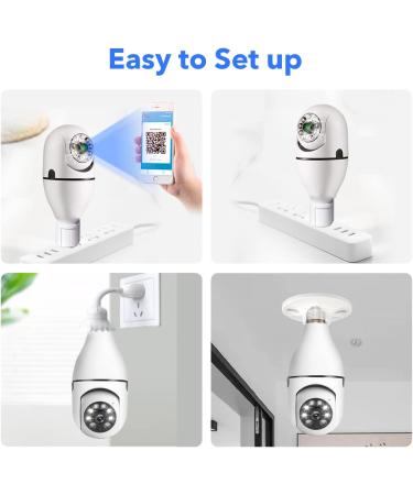 1080P Light Bulb Security Camera with PTZ, Night Vision & Motion Detection | Alexa & Google Assistant Compatible | 2.4G&5G WiFi | 1Pack with 64GB SD Card - Buy Online on GoSupps.com
