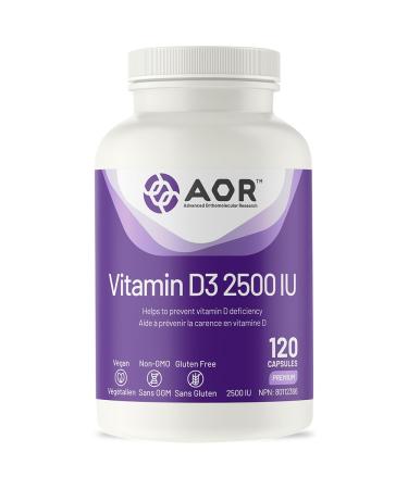 AOR Vitamin D3 2500 IU 120 Capsules Enhances Calcium and Phosphorus Absorption Helps Maintain Strong Bones and Teeth Vitamin D for Adults Derived from Natural Sources Reliable and Balanced 120 count (Pack of 1)