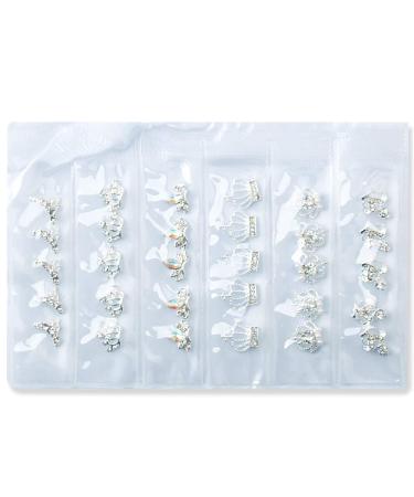 WOKOTO 30 Pcs 3D Alloy Crown Nail Charms Set - Silver Crown Nail Studs with Clear Crystals and Rhinestones for Manicure - Includes Tweezers - Nail Art Decoration Kit - Buy Online on GoSupps.com