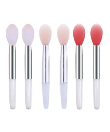 Silicone Lip Brushes Mini Lip Scrub Exfoliating Brush Reusable Lip Balm Applicators 6pcs for Lip Care Lip Gloss Lip Masks Eyeshadow